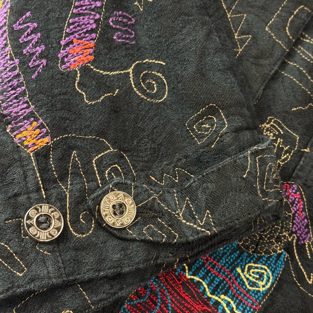 CHICO'S Embroidered Jacket Tribal Bohemian Musicians Black 1‎ S-M - Picture 7 of 12